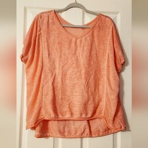 Coral Linen Top